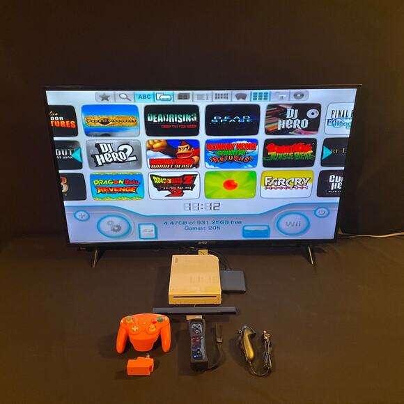 Nintendo Wii 1TB HDMI Black Wii Mote Orange Wireless Controller +Accessories